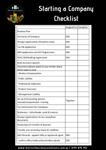 Starting company checklist Illawarra